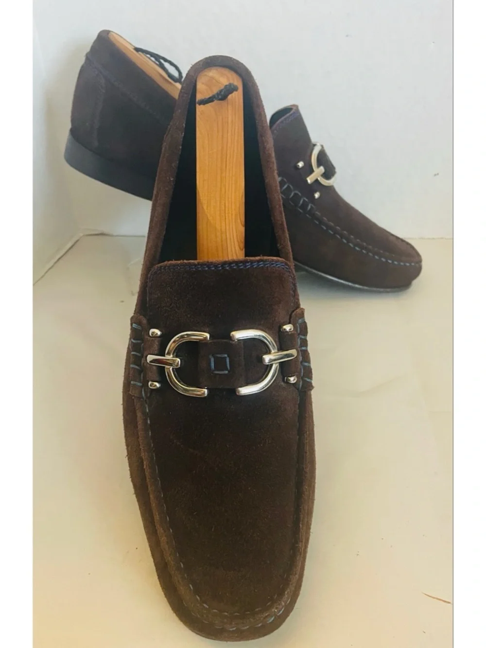 Donald J. Pliner Men's Dark Brown Suede Bit Loafers Size 10M - Picture 7 of 13